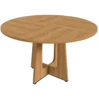 MODFU Runder Esstisch,Für 4–6 Personen,Küchentisch mit 4 höhenverstellbare Tischfüße,MDF-Platte in Holzoptik,120cm Tischfläche,Eiche