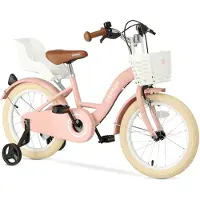Deryan Zoey Kinderfahrrad 16 Zoll – Verstellbares Fahrrad mit Korb – Rosa