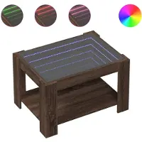 vidaXL LED-Couchtisch Braun Eichen-Optik 73x53x45 cm Holzwerkstoff