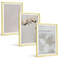 Tulup BILDER SET 3er Set - 40x60 cm Goldrahmen - Boho-Textur aus Sandsteinen