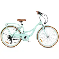Sun baby Flower Bike Kinderfahrrad 24 Zoll Mädchen, Fahrrad für Kinder ab 8 Jahre 7-Gang Shimano, V-Brake Gepäckträger Reflektoren Minze 24 Zoll