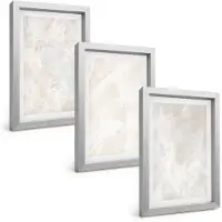 Tulup BILDER SET 3er Set - 20x30 cm Silberner Rahmen - Pastellfarbene Marmorstrukturen