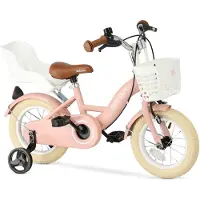 Deryan Zoey Kinderfahrrad 12 Zoll – Verstellbares Fahrrad mit Korb – Rosa