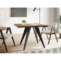 WFL GROUP Quadratischer Ausziehbarer Esstisch Quadro 100-150 cm - Industrial Esszimmertisch mit Schwarzen Holzbeinen für 4-6 Personen - Loft-Stil Küchentisch - Lefkas Eiche