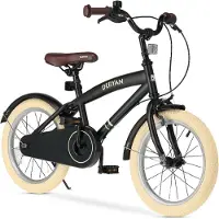 Deryan Coastline Kinderfahrrad 16 Zoll – Mit Fahrradständer – Für Kinder von 3–7 Jahren – Schwarz