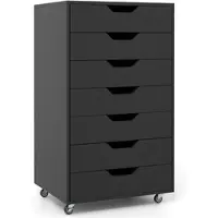 Helloshop26 - Mobiler Aufbewahrungsschrank mit 7 Schubladen 49 x 40 x 87 cm mit feststellbaren Rollen modernes Design aus schwarzem