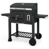 Helloshop26 Holzkohlegrill 132 x 57 x 106 cm mit 2 verstellbaren Klapptischen