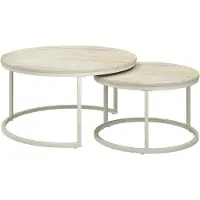 Vicco Couchtisch-Set Montreal Travertin/Cashmere 77 x 77 cm, Model 61508