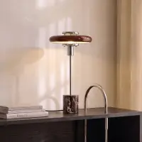 LINDBY Tischlampe Branford , rot, für Wohn- / Esszimmer, Glas, Vintage, Tischlampe