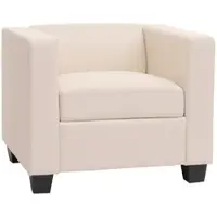 Décoshop26 - Moderner Lounge-Sessel mit Armlehnen und bequem gepolstertem Sitz in weißem Kunstleder 04_0011554