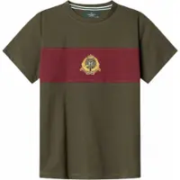 Hackett London für Jungen. HK5000068 Grünes Crest Panel-T-Shirt (15Años= 170cm), Lässig, Baumwolle, Kurzarm, Kinderbekleidung