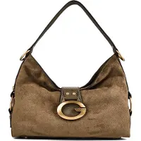 GUESS Elegante Damen Schultertasche Grün: Praktische Fächer & Schutzfüße