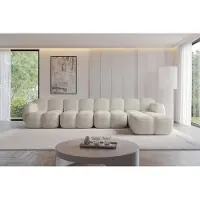 ALTDECOR Ecksofa - Miko-L3 - 390x205x75 - Creme Corner Sofa Eckcouch Couch L-Form, rechts angeordnet