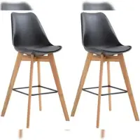Décoshop26 - Set aus 2 Barhockern im skandinavischen Stil mit Sitzflächen aus schwarzem Kunstleder und Kunststoff sowie Gestellen 10_0006032