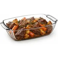 Pasabahce Borcam Rechteckige Glas-Casserole – 4420 cc, 380 × 233 × 90 mm