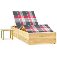 Furnicato Sonnenliege Massivholz Imprägniert 198x90x75 Cm Rot Karomuster