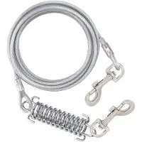 Exogio Dog Tie Out Cable Dog Runner for Yard Steel Wire Dog Leash with Superior Spring Large Dog Running in Outdoor,Silver,B