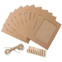 Torribaly 10 Teile/satz Papier Foto DIY Wand Bild H?ngen Rahmen Album Seil Clip Wohnkultur 3 zoll Braun