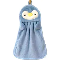 Torribaly Handtuch zum Aufh?ngen, saugf?hig, f?r Babys, s??e Pinguin-Ente, hautfreundlich, weich, f?r Kinder, blau