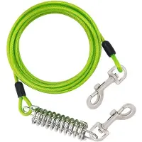 ISTOVO Dog Tie Out Cable Dog Runner for Yard Steel Wire Dog Leash with Superior Spring Large Dog Running in Outdoor,Green,B