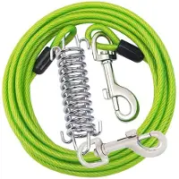 ISTOVO Dog Tie Out Cable Dog Runner for Yard Steel Wire Dog Leash with Superior Spring Large Dog Running in Outdoor,Green,A