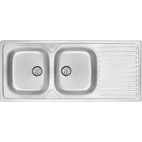 Deante 2-bowl steel sink with drainer