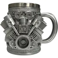 Torribaly Personalisierte Edelstahltasse mit Motormotiv, Kreative Kaffeetasse mit 3D-Automotor-Design für Autoliebhaber und V8-Fans