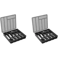 Typecat 2X Besteck-Organizer mit Deckel, Abgedeckte Utensilienablage für Küchenschublade und Arbeitsplatte, Kunststoffbesteck und Besteck Schwarz