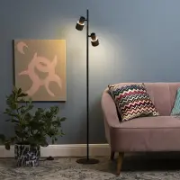 Lightbox Stehlampe, 140 cm, 2 x GU10, Schalter, matt schwarz / Bronzefarben