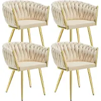 TecTake Set Esszimmerstuhl Astano gepolstert, mit Samtbezug, Knotendesign 60,5 x 55 x 75 cm