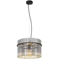 Globo Lighting LED Pendelleuchte, Schwarz, Glasstäbe rauch, D 40 cm