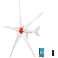 Vevor 800W 12V Horizontale Windkraftanlage Windgenerator mit MPPT & PWM, 5 Rotorblätter, 3-Phasen-Wechselstrom, IP67 & Überladeschutz, Wind- & Solar-Hybridregler, Windturbine für Wohnhaus RV Marine
