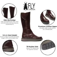 Fly london Damen Weinleder High Pull On lange Stiefel – RHEA042