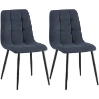 CLP 2er Set Esszimmerstühle Tilde gepolstert mit Rückenlehnen bis 150 kg belastbar blau Material Cord