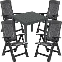 Mojawo Sitzgarnitur Bistrogarnitur 5-teilig Anthrazit