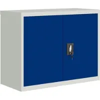 Décoshop26 - Büromöbel-Schubladenelemente mit abschließbaren Türen 90 x 40 x 70 cm hellgrauer und blauer Stahl DEC024550 DEC024550