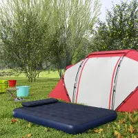 SUGIFT Luftmatratze 2 Personen mit Handpumpe, aufblasbares Gästebett, Doppel-Luftbett, Blau | 203 x 152 x 22 cm | bis 200 kg