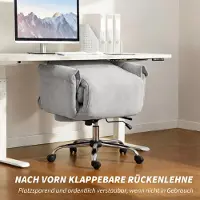 SUGIFT Bürostuhl höhenverstellbar, Schreibtischstuhl mit Armlehne, Fußstütze, hoher Rückenlehne, Hellgrau | 77 x 75 x 118 cm | 17 kg | neigbar