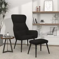 PUEAZU Relaxsessel mit Hocker Schwarz Stoff - Fernseh- & Relaxsessel &44193