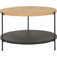 Home24 Furnierter Couchtisch - Eiche / Schwarz