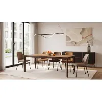 WFL GROUP Rechteckiger Esstisch Ausziehbar – Minimalistischer Esszimmertisch mit Braunen Metallbeinen – 160 x 90 cm – Verlängerbar bis 250 cm – Eiche Braun