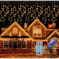 Salcar Eisregen Lichterkette Solar Außen, 15.6M 480er LED Eiszapfen Lichtervorhang Fenster ,13 Modi Beleuchtung Solarlichterkette mit Fernbedienung