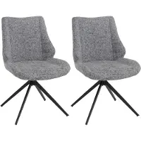Mendler 2er-Set Esszimmerstuhl MCW-O48, Küchenstuhl, drehbar Auto-Return, Stoff/Textil Chenille (410g/m²) hellgrau