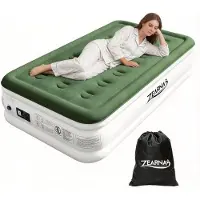 Markenlos Luftmatratze selbstaufblasend 1 Person, Einzel Luftbett 190x100x46 cm mit integrierter Elektropumpe, wasserdichte Flockoberfläche, platzsparendes Gästebett für Heim, Camping & Reise