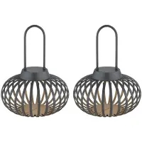 Globo Lighting 2x LED Tischleuchte, Metall, Anthrazit, Touchdimmer, H 25,5 cm