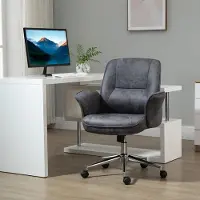 SUGIFT Bürostuhl ergonomisch, Schreibtischstuhl mit Wippfunktion, Drehstuhl Mikrofaser, Dunkelgrau | 65 x 70 x 106 cm | höhenverstellbar | bis 12,6 kg