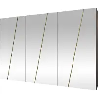 Mirjan 24 Kleiderschrank Zen 300 6L, Kleiderschrank, Garderobe mit Spiegel (Farbe: Cashmere / Cashmere + Gold, Größe: 300 cm)
