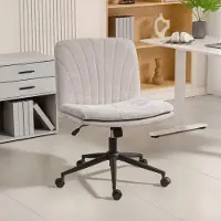 Sweiko Homeoffice Stuhl Schreibtischstuhl mit Leinenoptik Höhenverstellbar Schneidersitz Drehstuhl mit Wippfunktion, Beige