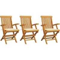 Markenlos Gartenstühle mit Creme Kissen Garten StüHle Terassenstuhl AußEn GartenstüHle Balkon Stuhl 3 STK. Massivholz Teak