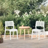 Markenlos 2er-Set Gartenstühle aus weißem Polypropylen, 50x51x82 cm, für Balkon und Freizeit